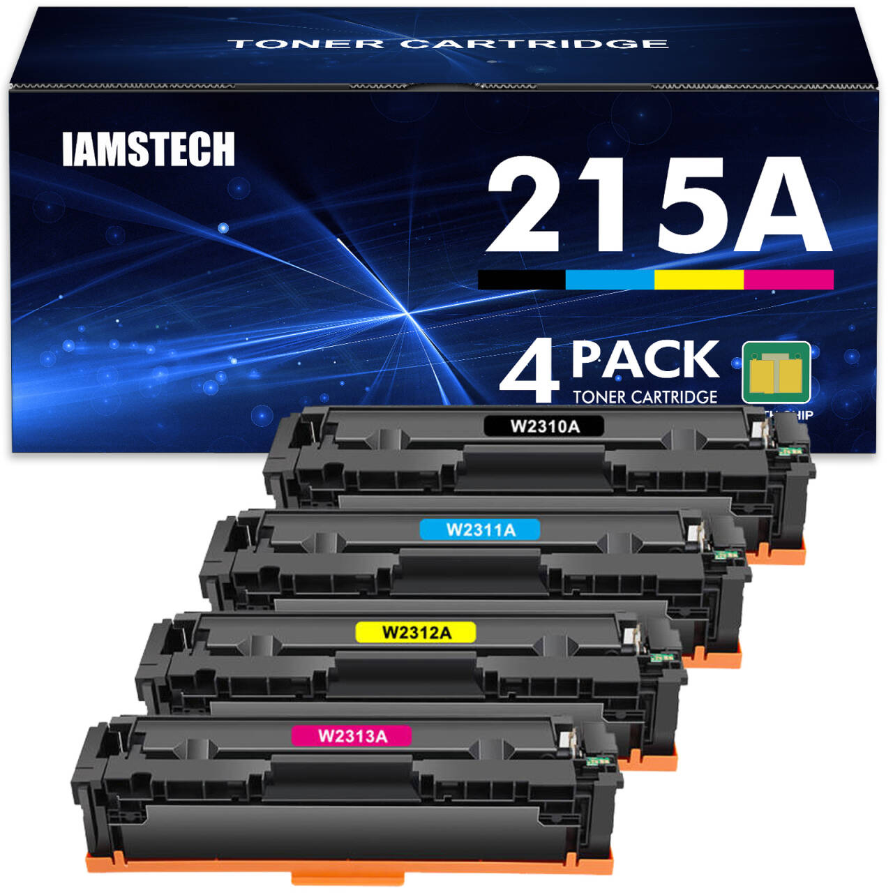 215A High Yield Toner Cartridges with Latest Chip, Replacement for HP 215A Laserjet Toner Cartridges 4 Pack,Work with HP Color Pro MFP M182nw,MFP M183fw,M182 M183 M155 Printers Ink