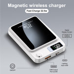 Charger l&#39;image dans la galerie, 5000mAh Magnetic Wireless Power Bank, 22.5W Fast Charging with LED Digital Display, Compatible with Wireless and Wired Charging, USB -C Battery Pack for Quick Charging Mobile Power, White
