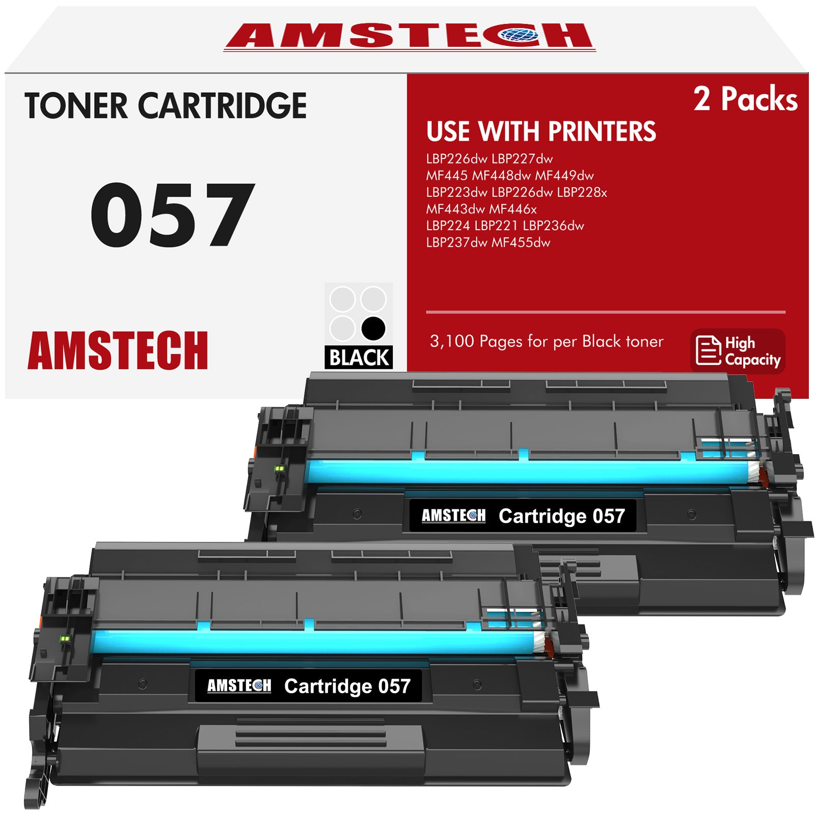 057H Toner Cartridge Replacement for Canon 057H 057 CRG-057H Work with  Canon ImageCLASS MF445dw LBP226dw LBP227dw LBP228dw MF448dw MF449dw LBP226  MF445 Printer Ink (Black, 5-Pack) 