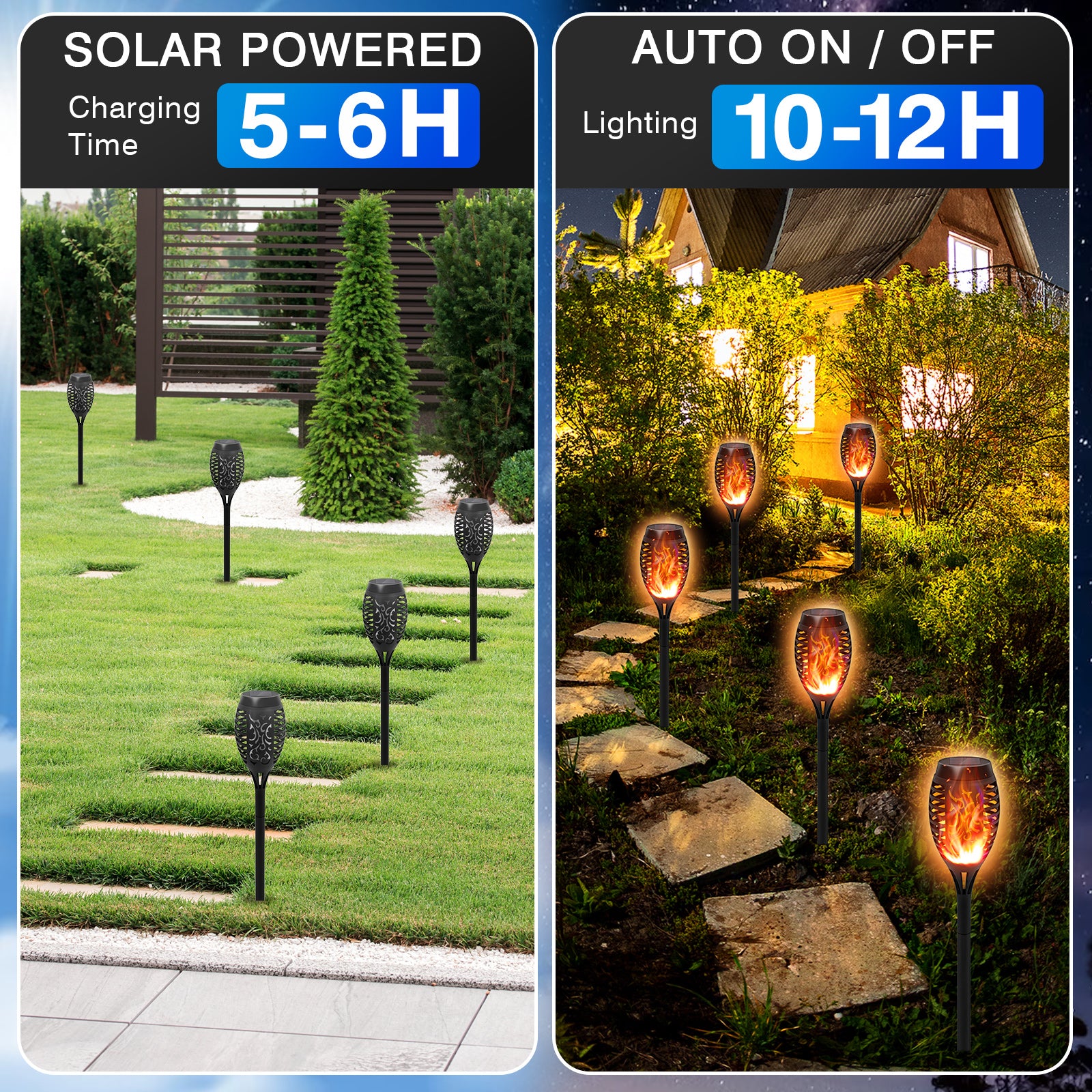 Solar Flickering Flame Torch, 4PCS Solar Garden Lights