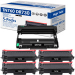 Charger l&#39;image dans la galerie, TN-760 Toner Cartridge and DR-730 Drum Unit Set Compatible for Brother TN760 TN730 DR730 use with DCP-L2550DW HL-L2350DW MFC-L2710DW MFC-L2690DW Printer (4x TN760 Toner, 1x DR730 Drum Unit )
