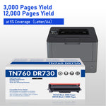 Charger l&#39;image dans la galerie, TN-760 Toner Cartridge and DR-730 Drum Unit Set Compatible for Brother TN760 TN730 DR730 use with DCP-L2550DW HL-L2350DW MFC-L2710DW MFC-L2690DW Printer (4x TN760 Toner, 1x DR730 Drum Unit )
