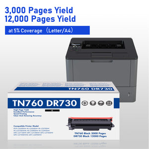 TN-760 Toner Cartridge and DR-730 Drum Unit Set Compatible for Brother TN760 TN730 DR730 use with DCP-L2550DW HL-L2350DW MFC-L2710DW MFC-L2690DW Printer (4x TN760 Toner, 1x DR730 Drum Unit )